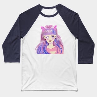 Anime Cat girl Baseball T-Shirt